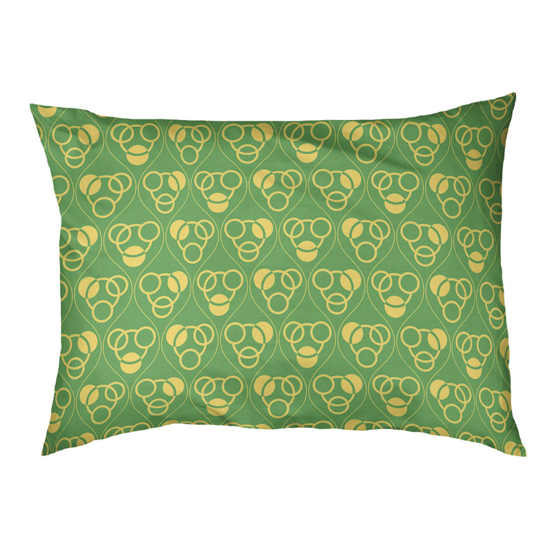 Coussin pour chien Chen, Vert/jaune, Petit (l 28 po x P 18 po x H 6 po)