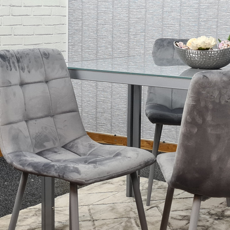 Hoylake 4 -Person Glass Dining Set, Grey, 75cm H x 134cm W x 70cm D