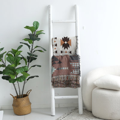 Échelle de couverture en bois, support de rangement rustique autoportant 57 po, polyvalente pour couvertures, serviettes et décor