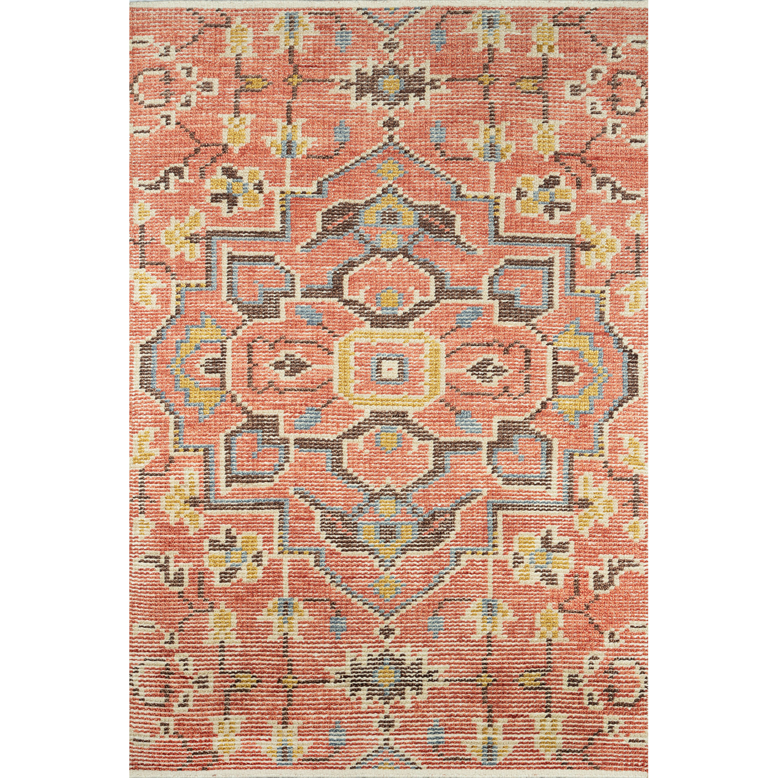 Reese Handmade Wool Red Rug, Rectangle 5' x 8'