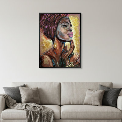 Art mural sur toile à profil flottant africain 39 "x 30"