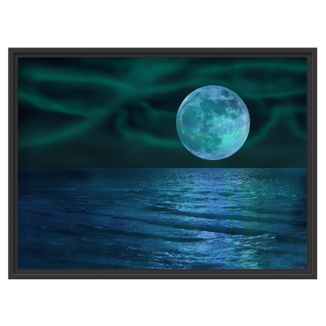 Gerahmtes Wandbild ruhiges Meer mit Vollmond