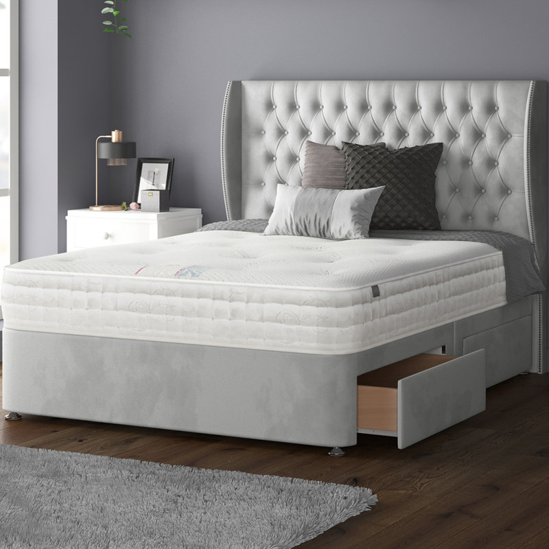 Mandalay Divan Bed Base, Silver, 2 Right Drawers, Single
