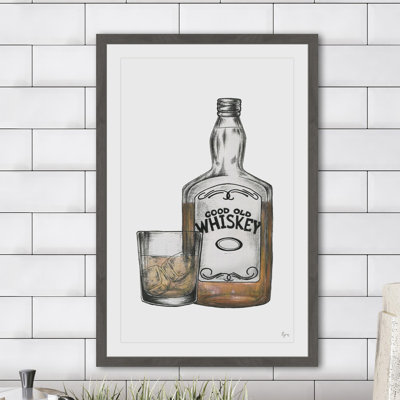 « good old whiskey », reproduction de dessin encadrée
