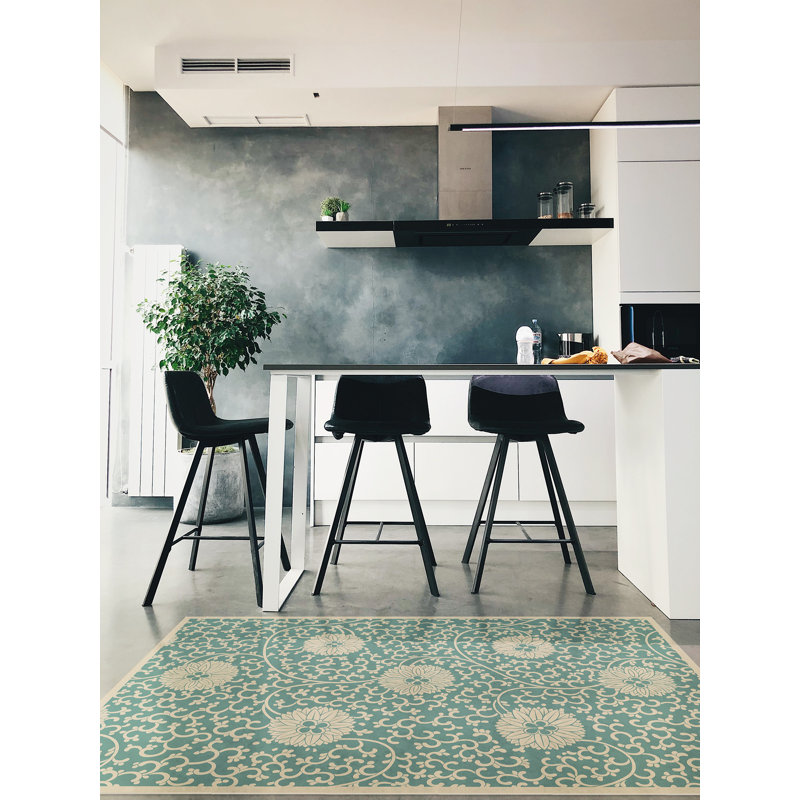 Hawarden Vinyl Floral Indoor Rug, Rectangle 4' x 6'