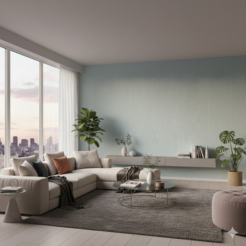Utopia Collection Vertical Weave Effect Wallpaper Roll, Green
