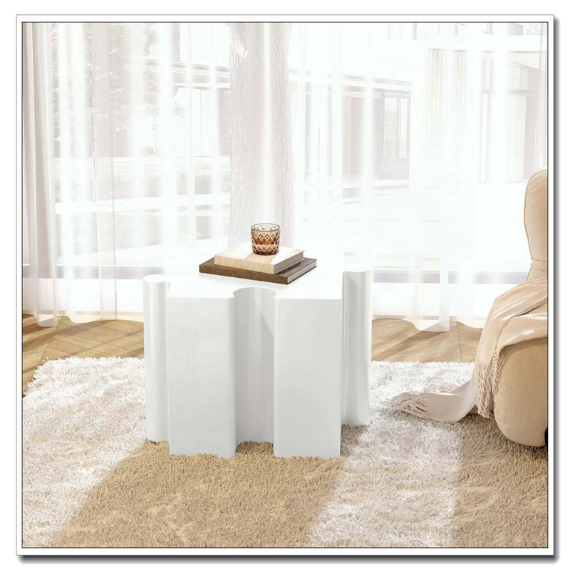 Table modulaire à rebord convexe MGO, tables d'appoint d'extérieur / d'intérieur, Blanc, 1