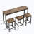 Long Dining Table Set with 3 Stools-1861941387