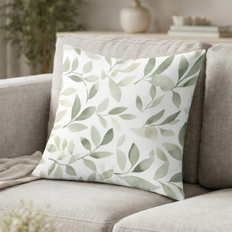 Coussin Modern Modern - coussin abstrait imprimé sauge, H 16 po x l 16 po