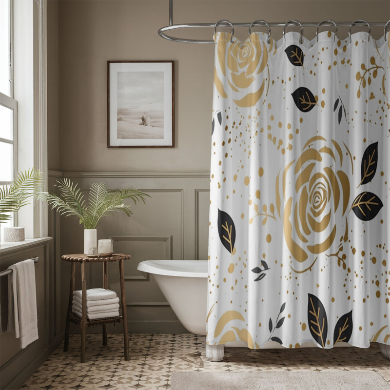 Rideau de douche Gold Flower - Premium, H 74 po x l 71 po