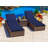Tuscany Collection In Brown Wicker 14 - Person Patio Conversation Set with Cushions-125382600