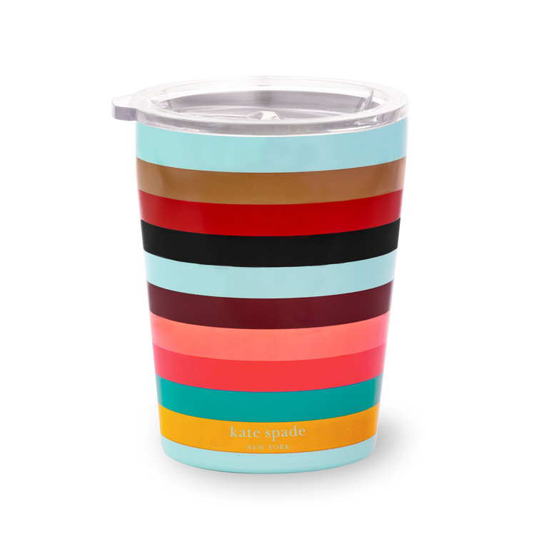 Kate Spade New York Small Insulated Coffee Cup with Lid, Double Walled  Stainless Steel Mug, 12oz Coffee Tumbler, Happy Hour