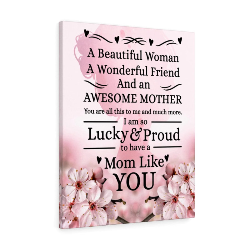 Mom Message Lucky And Proud Mother - Wrapped Canvas Print, 61cm H x 46cm W