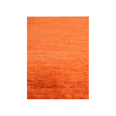 9'x12' Vivid Orange Hand Knotted Plain Solid Design Pure Sari Silk Rug 94700DBA3AAF4E359BE852DCA5728847