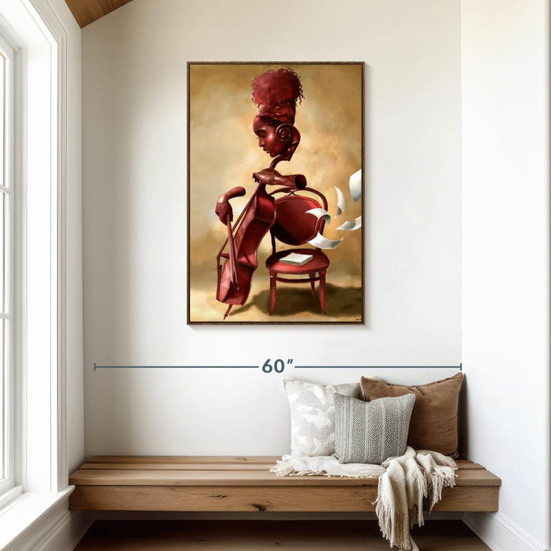 The Solo Cellist, 29" x 43", Floating Frame Walnut