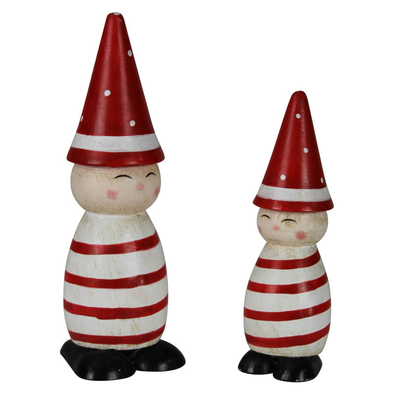Gnomes striés, métal, ensemble / 2 pièces: 1,5 x 5,5, gris: 2,25 x 7