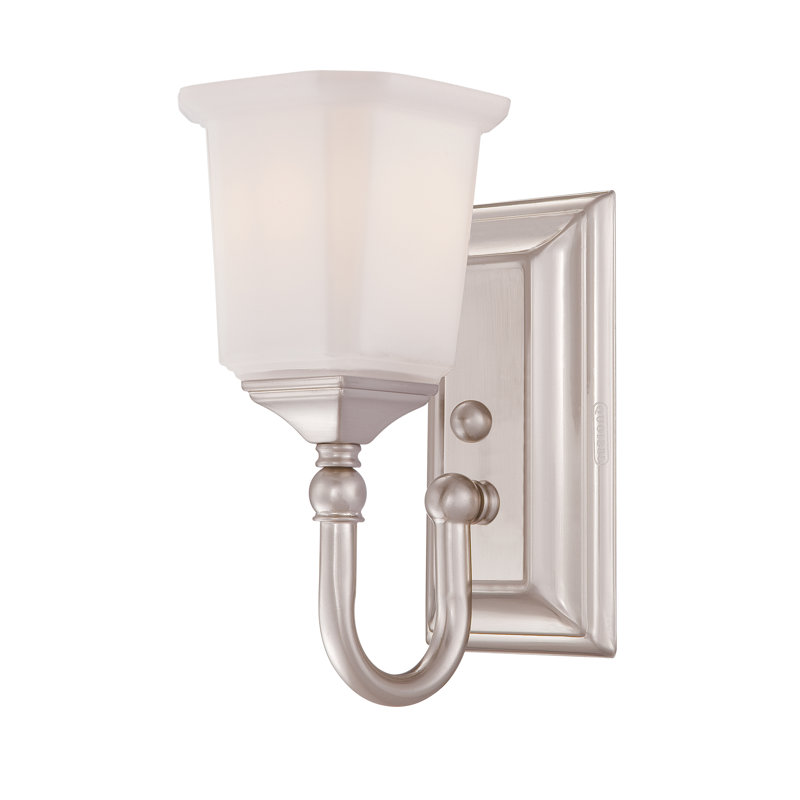 Nicholas 1-Light Brushed Nickel Wall Sconce, Brushed Nickel, White