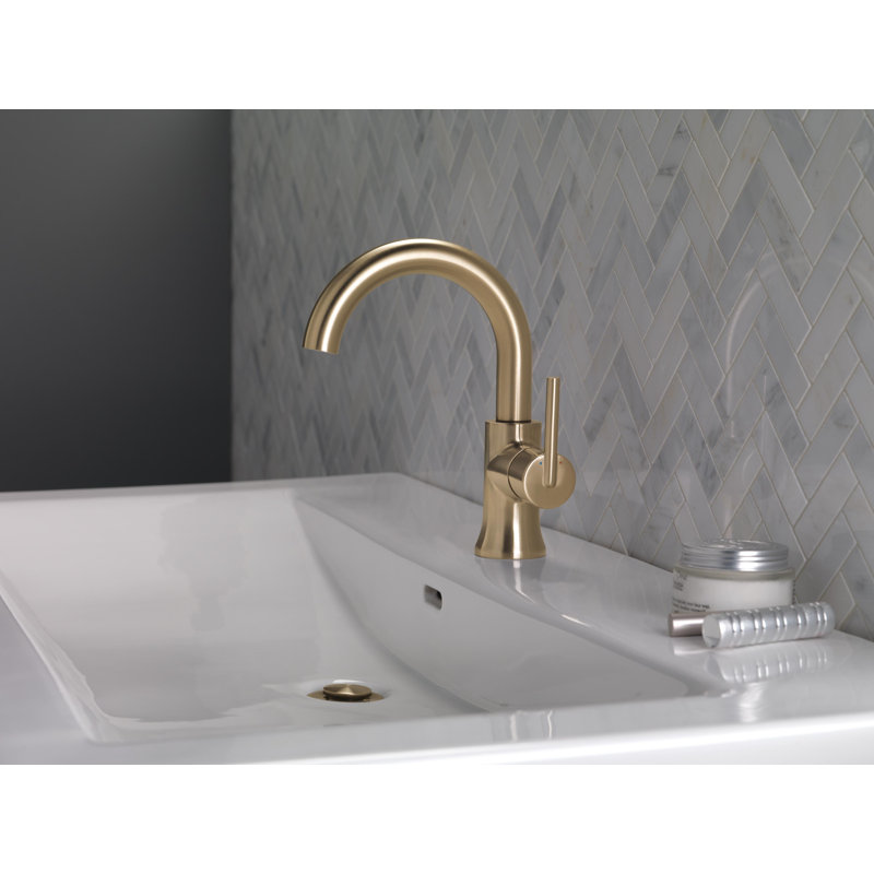 Trinsic Single Hole Bathroom Faucet with Drain Assembly, Single Handle Bathroom Sink Faucet, Brilliance Champagne Bronze