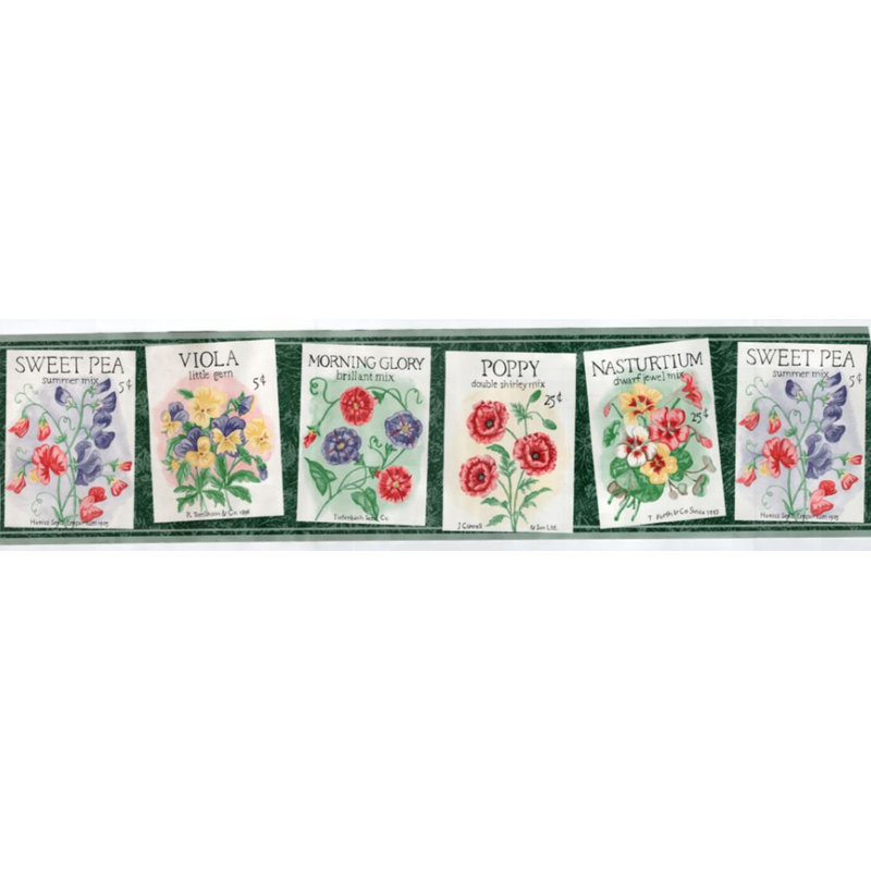 Bordure de papier peint satiné L 15 pi x l 7 po Seeds, Bleu