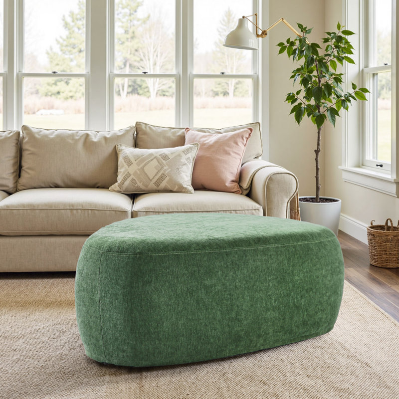 Adna 111.5Cm Wide Triangle Footstool Ottoman, Green