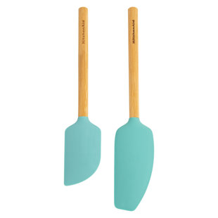 KitchenAid Bamboo Handle with Red Scraper Spatula Top, Size: Fork