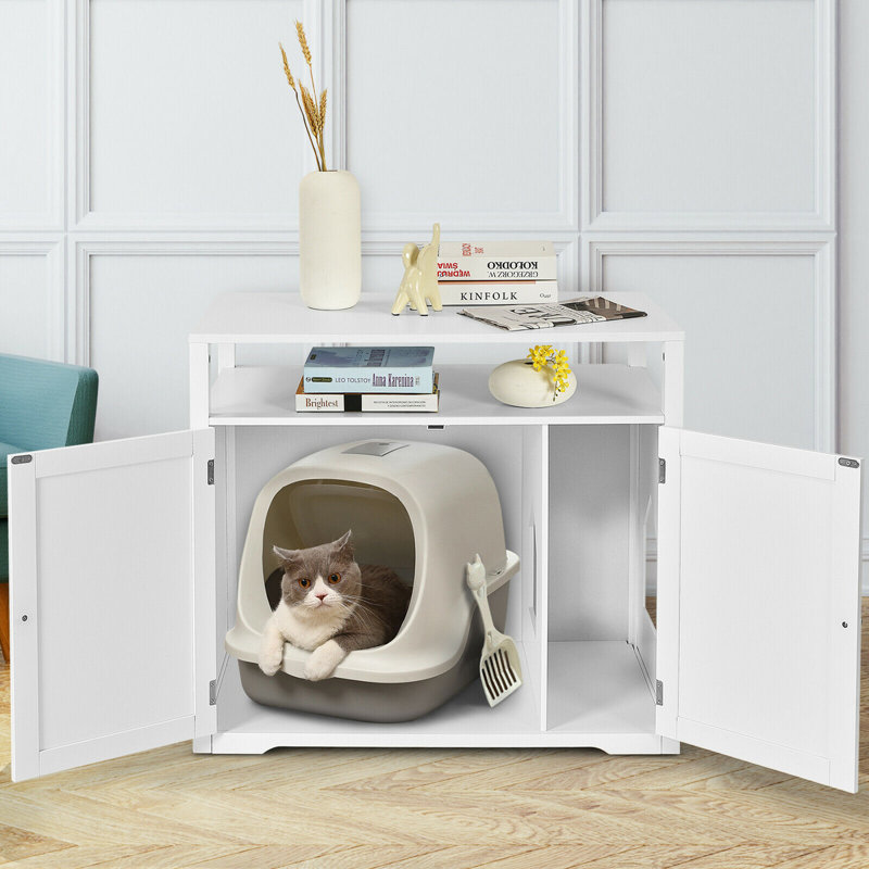 Bac à litière pour chat en bois avec couvercle de rangement pour animaux de compagnie Murphy Pet ™ d'AucielloTucker Murphy