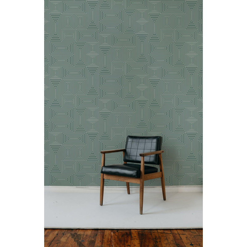 Nia 10' L x 24" W Wallpaper Roll, Teal, Premium Paper