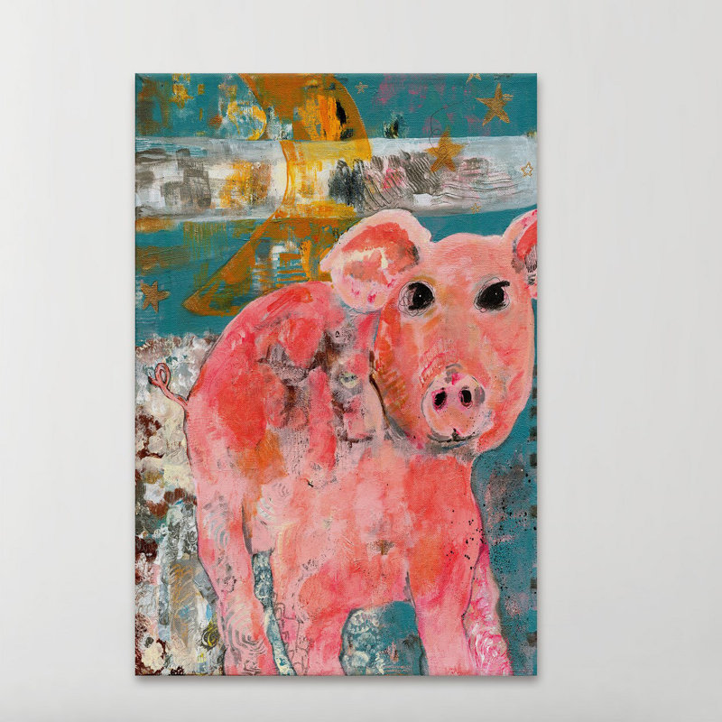 Modern Farm Piglet Series by Tara Daavettila - Wrapped Canvas Print, 61cm H x 41cm W x 3.81cm D