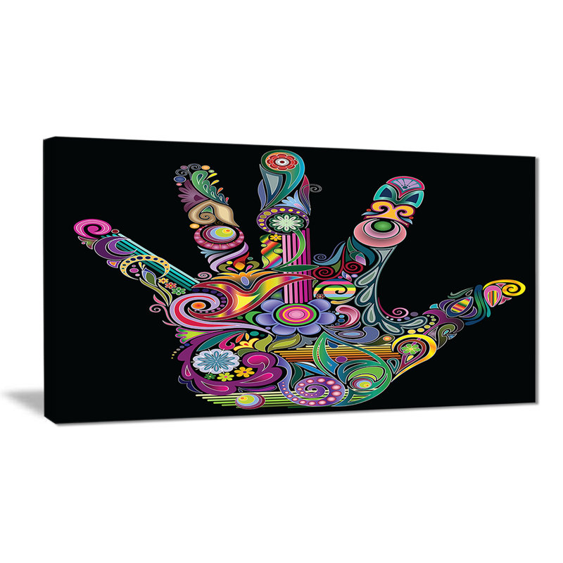 Rainbow Hand with Multi Colors - impression d'art graphique, H 16 po x l 32 po x P 1 po, H 36 po x l 46 po x P 1,5 po
