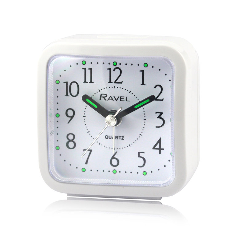 Quartz movement / Crystal Alarm Tabletop Clock, White