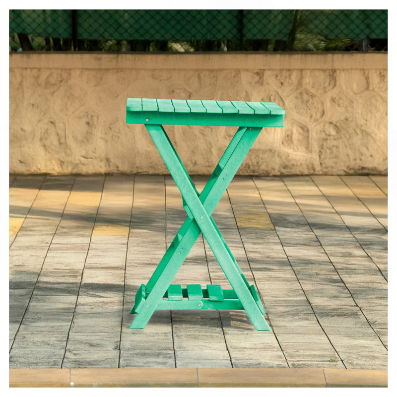 Summit Ridge Fully Assembled All-Weather Recycled HDPE Outdoor Folding Bar Table, Black, Green