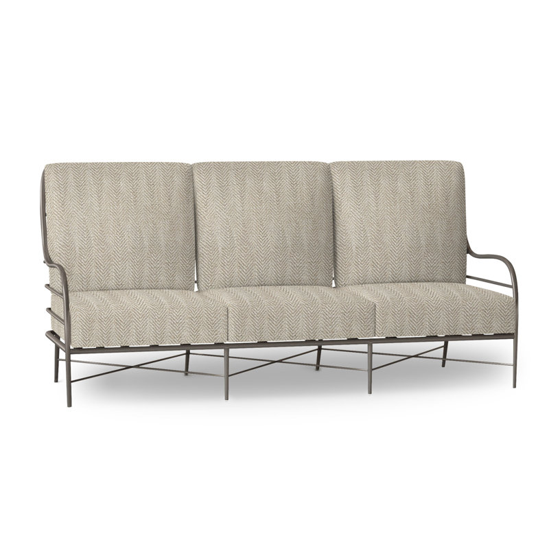 Carmel Aluminum Sofa - Slate Gray, No Welt, Herringbone Sand