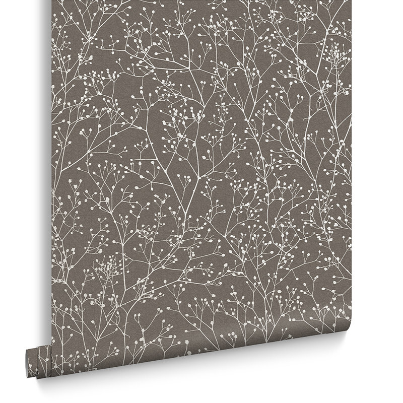 Floral Metallic Wallpaper Roll by Clarissa Hulse, Mocha/Silver