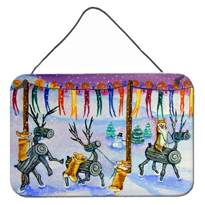 Accent décoratif de Noël Corgi bûche de Noël