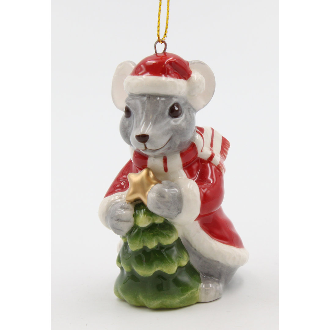 Christmas Mouse Decorating a Tree Hanging Figurine Ornament The Holiday Aisle®