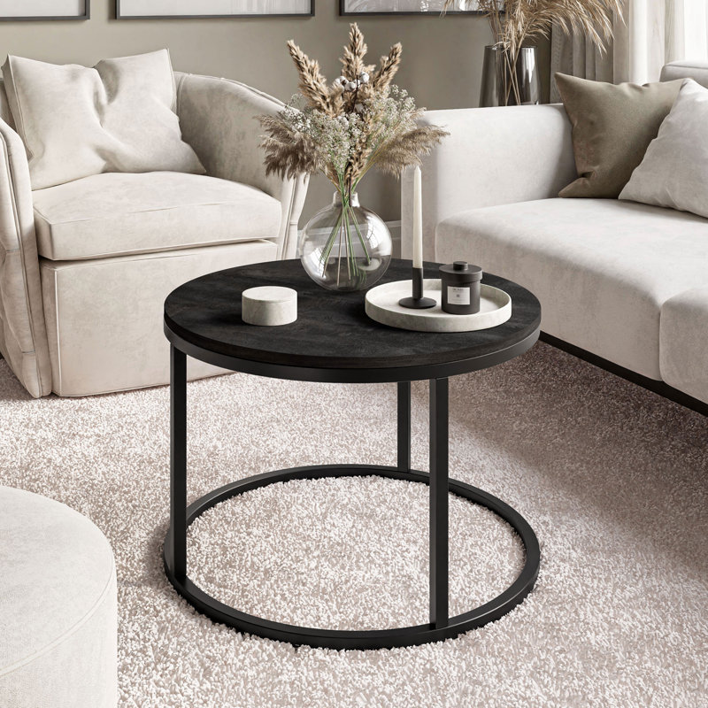 Candance Frame Coffee Table, Black, Dark Concrete