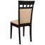 Chaises de salle à manger transitionnelles 2 pièces, bois brun cappuccino, chaises à dossier en microfibre 2 po