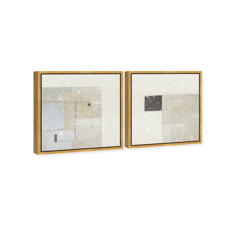 Soft Roughness Set Canvas Abstract Print by Oliver Gal, Black Frame, 12 x 12, 41"H x 41"W, Gold Floater Frame