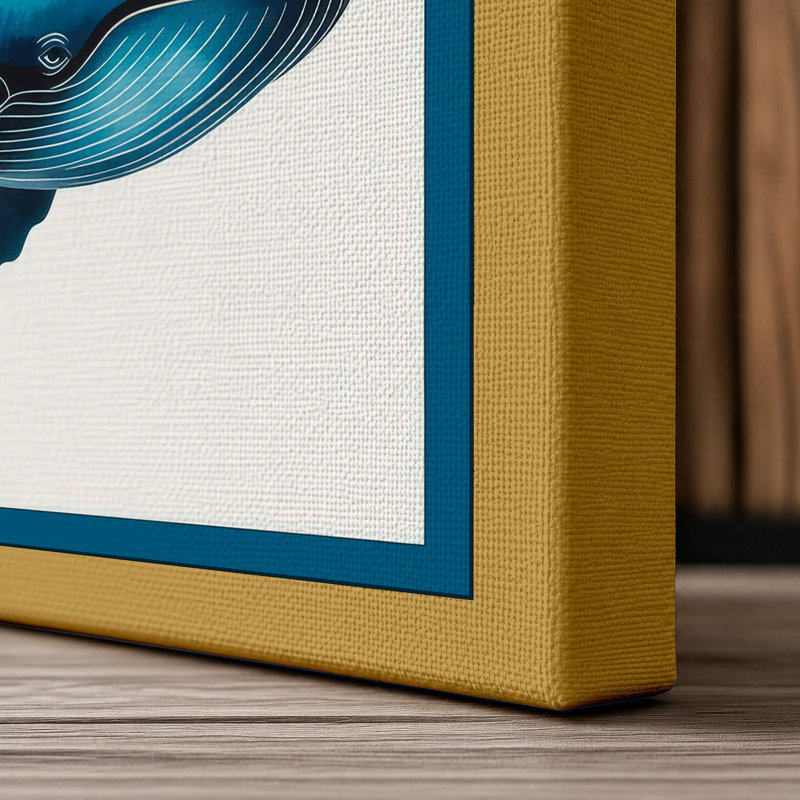 Drifting Whale Coastal - Wrapped Canvas, 18x12 - 45.7 x 30.5 cm, Ochre Border