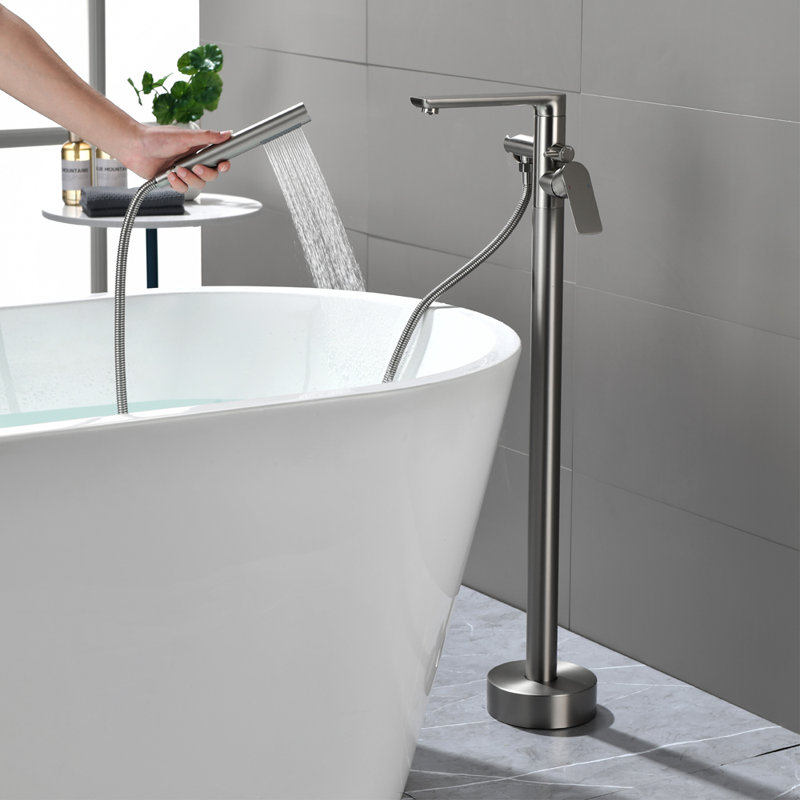 Floor Tub Spout with Diverter, Brushed Nickel