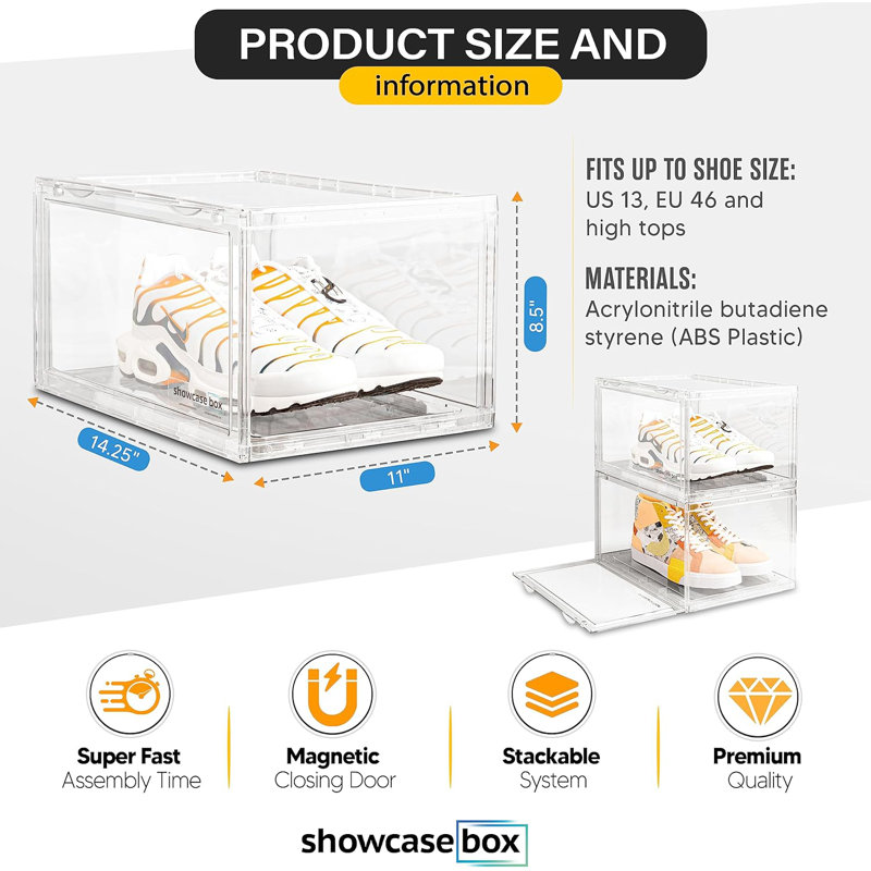 Clear Side Display Showcase Box Sneaker Wall Storage Container