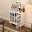 31.4" Modern Farmhouse Storage Cabinet with Grid Glass Doors, Adjustable Interior Shelves, Turned Wooden Legs, Freestanding Sideboard Buffet Cabinet-1396067536