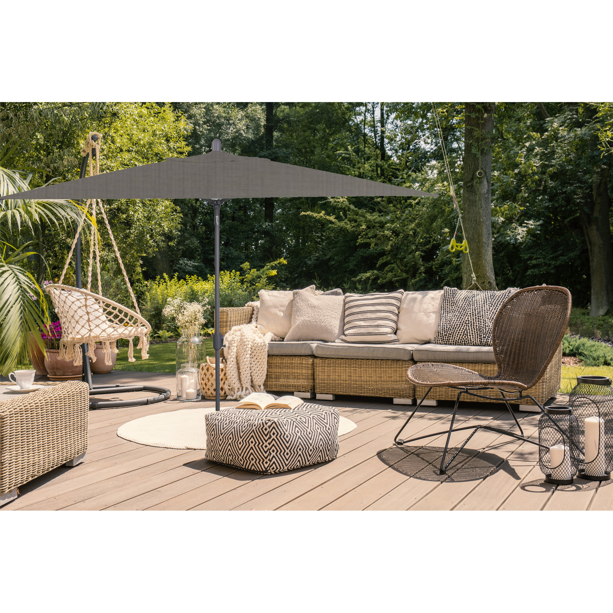 Olivier 116.7'' Outdoor Umbrella, Spectrum Graphite Sunbrella® Plainweave, Starring Gray