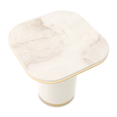 Gineverra End Table - Ivory Gold