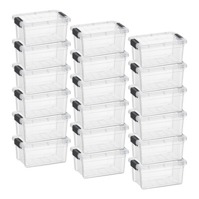 Boîte de rangement transparente Superio avec couvercle, bacs de rangement en plastique de 3,5 pintes pour l'organisation, caisses empilables, sans BPA, non toxiques, sans odeur, organisateurs pour la maison, le bureau, l'école et le dortoir, paquet de 18
