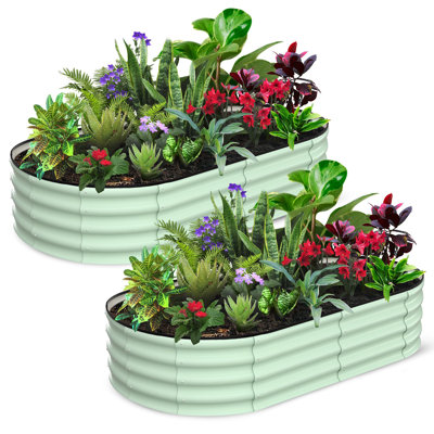 6x3x1 ft Raised Garden Bed - Galvanized Metal Planter Box with Open Base for Vegetables & Flowers, Rubber Edge