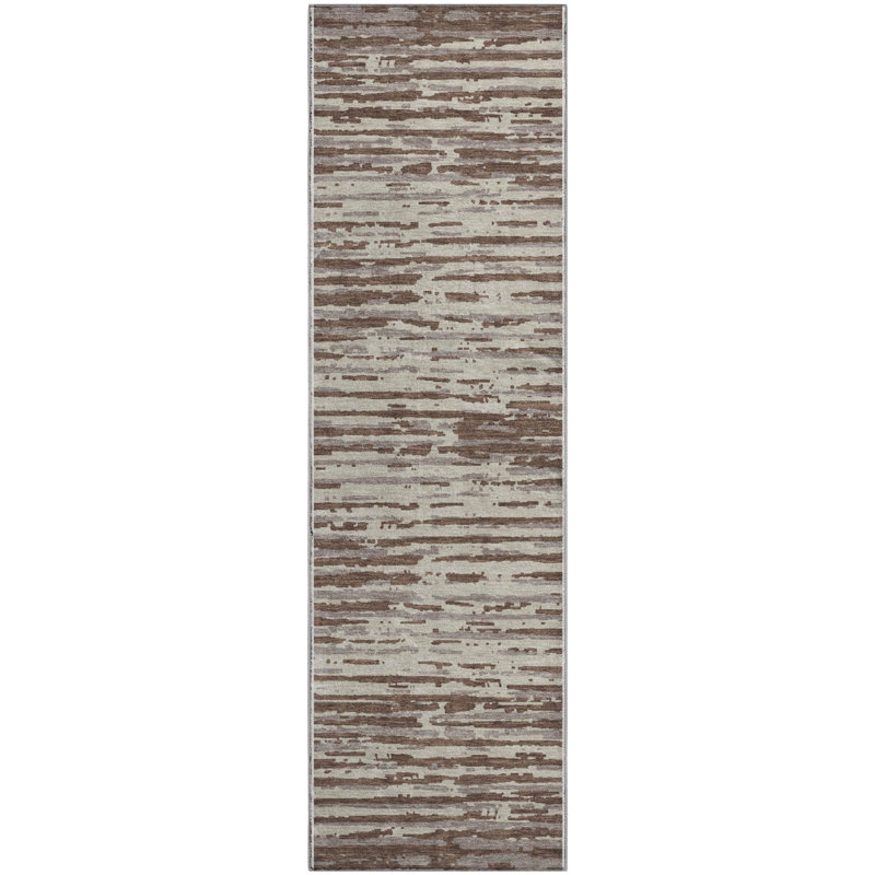 Premium Machine Washable Prisco Brown Rug, Runner 2'3" x 7'6"