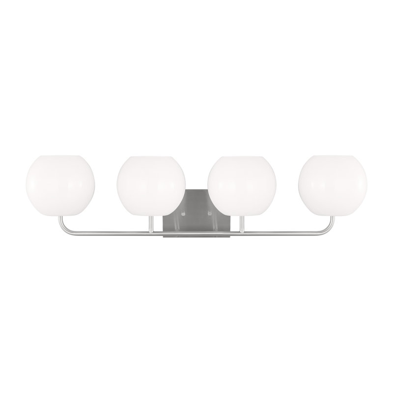 Éclairage pour meuble-lavabo à 4 lumières Jorund, Acier brossé, Non