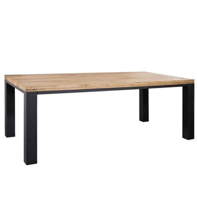Villanders Oak Solid Wood Top Metal Base Dining Table