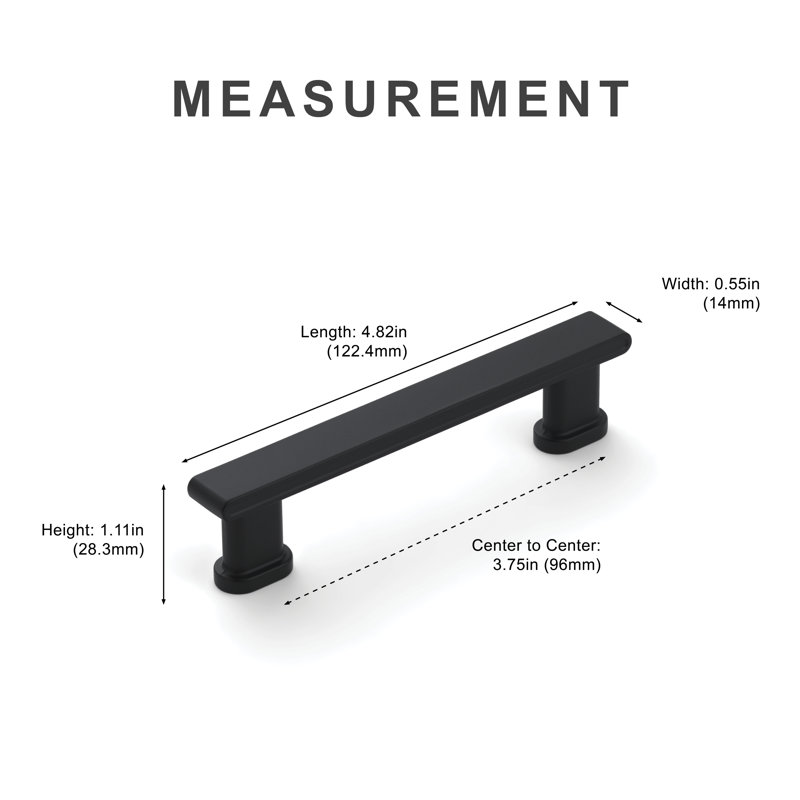 Ensemble de poignées de tiroir de cuisine avec socle rond de nouvelle collection 3,75 po 5 po 6,3 po, 3.75", Noir mat